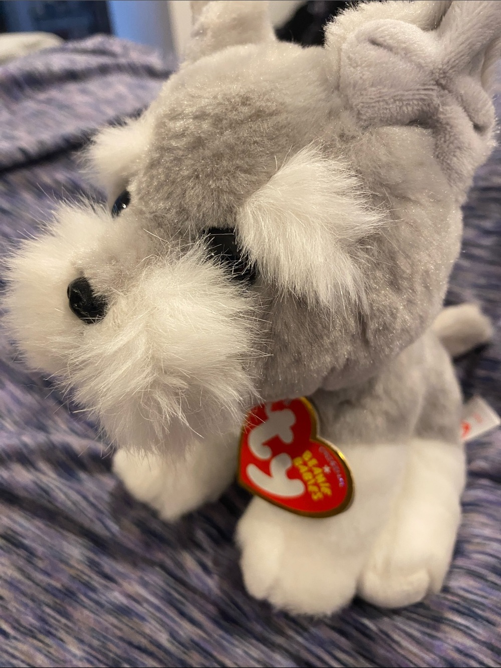 TY Gray & White Schnauzer Plush Dog